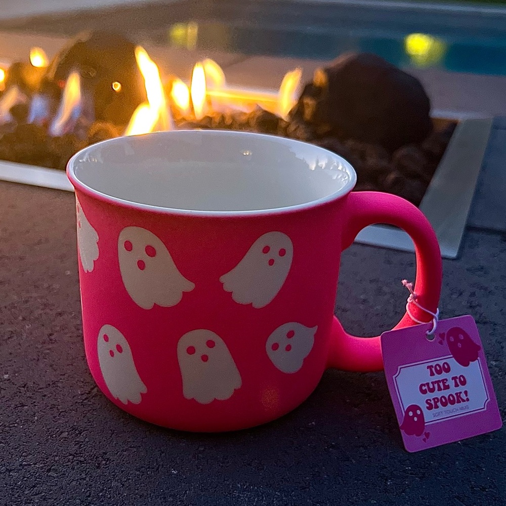 NEW 👻 Soft touch neon pink ghost mug | Sunday Morning